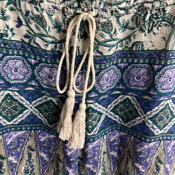 Brigitte Bailey Romper Womens size Small paisley Boho button Up Tassel Floral - Picture 6 of 14